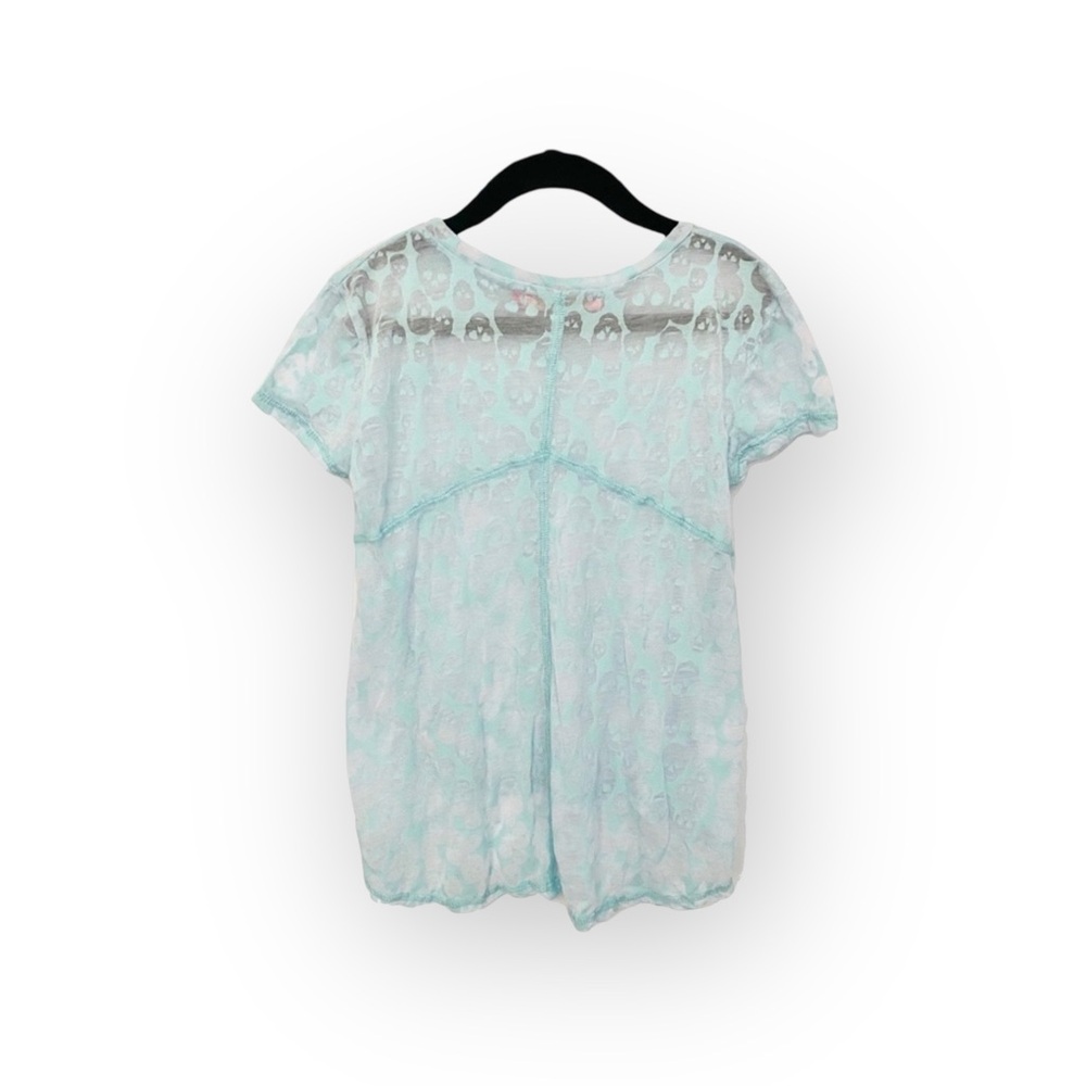 new me.n.u ☺︎︎ Skull Burnout Tee T Shirt ☺︎︎ Turquoise ☺︎ Girl’s Small ☺︎ 5 6 6X - Picture 5 of 16